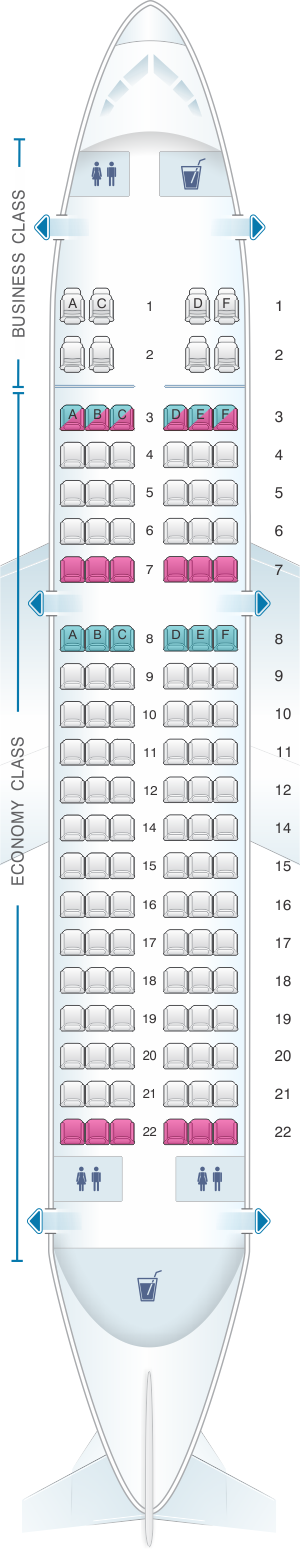 Seat map for Air India Airbus A319 Mixed  Configuration