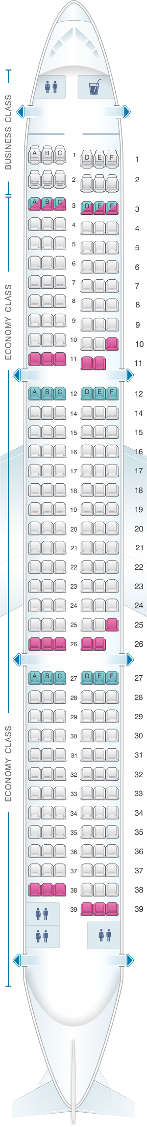 Seat map for Air Moldova Airbus A321