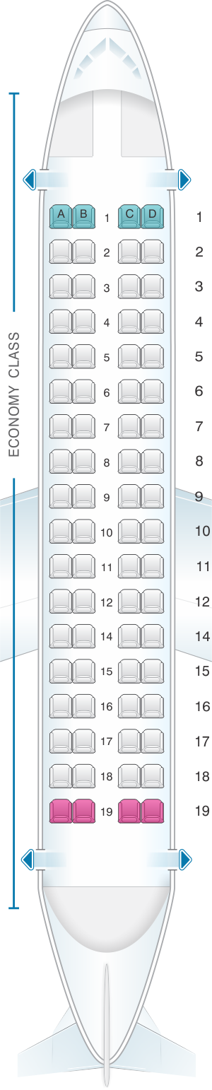 Seat map for ATR 72 600