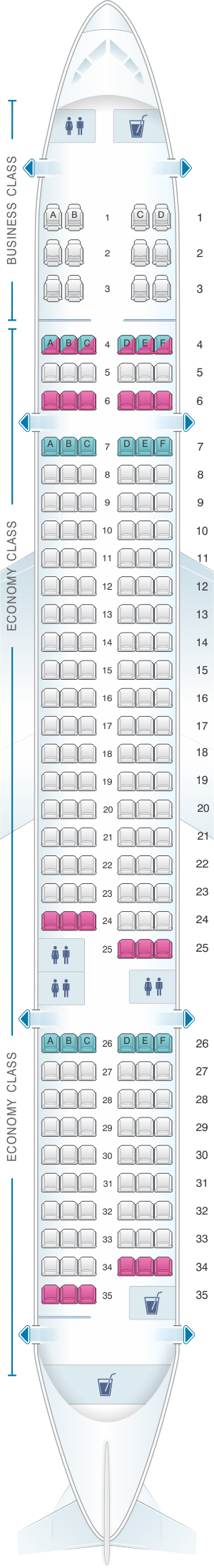 Seat map for Fly Jamaica Boeing B757-200
