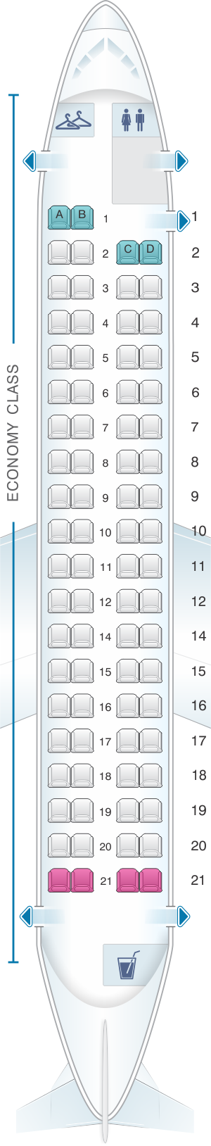 Seat map for Flybe Bombardier Q400