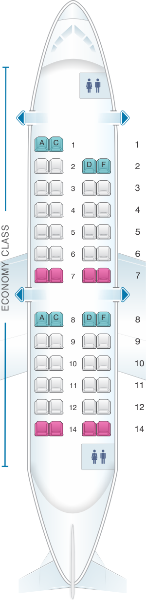Seat map for HOP! CRJ 100