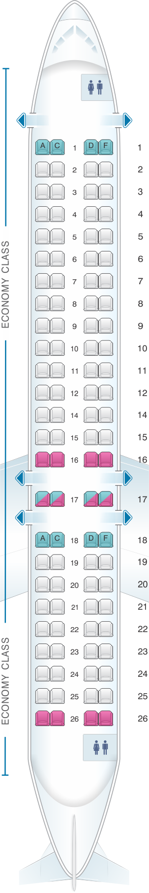 Seat map for HOP! CRJ 1000