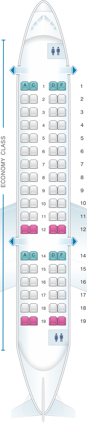 Seat map for HOP! CRJ 700