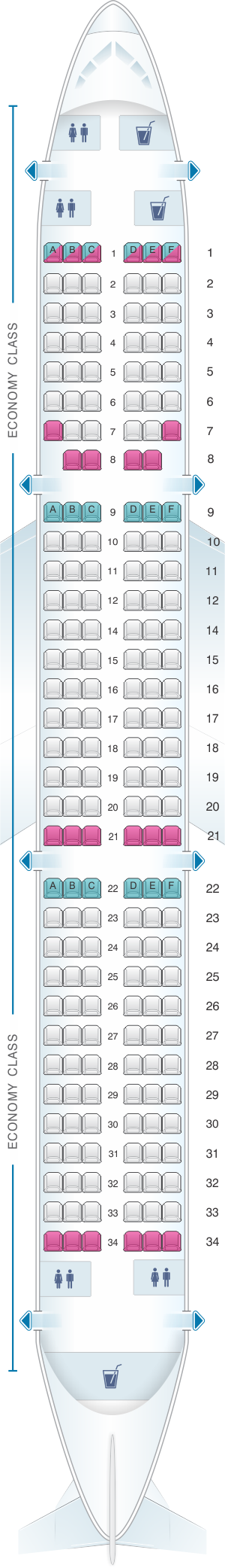 Seat Map Qatar Airways Airbus A321 200 196pax | SeatMaestro