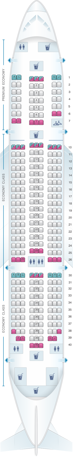 Seat map for TUI Boeing B787 Dreamliner