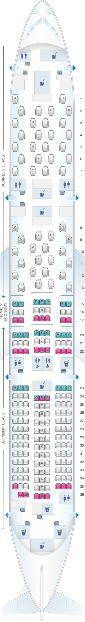 Seat map for ANA - All Nippon Airways Boeing B787-9 215pax