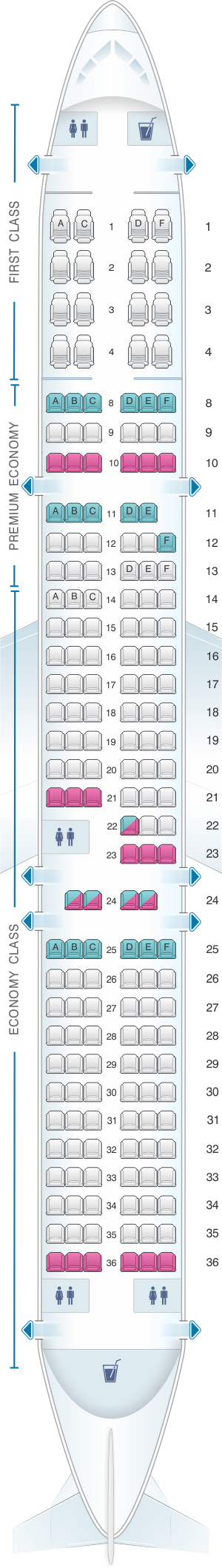 Seat Map American Airlines Airbus A321 181pax | SeatMaestro.com
