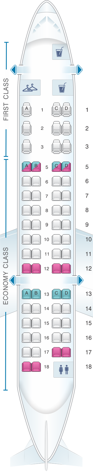 Seat map for American Airlines CRJ 700 V1