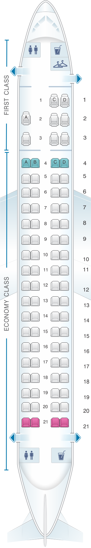 Seat map for American Airlines Embraer ERJ 175 V2