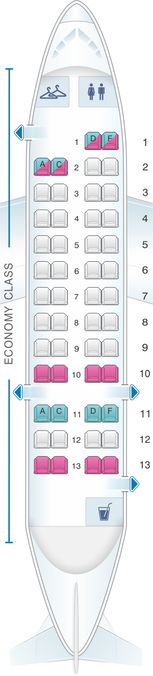 Seat map for American Airlines Dash 8 300