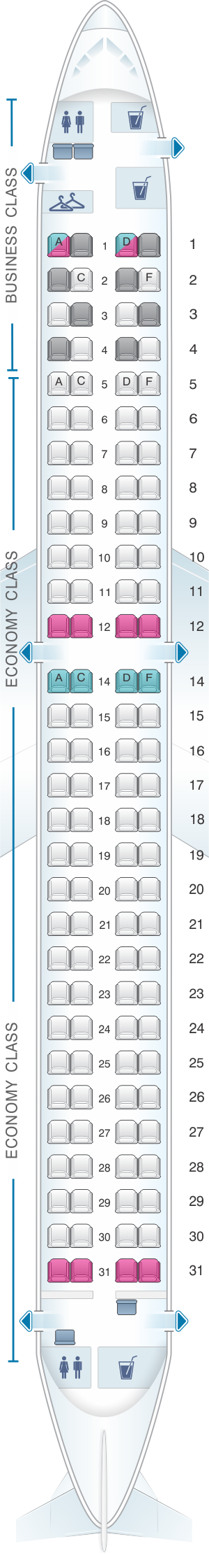 Seat Map Austrian Airlines Embraer 195 SeatMaestro Seat Map Austrian Airlines Embraer 195 SeatMaestro