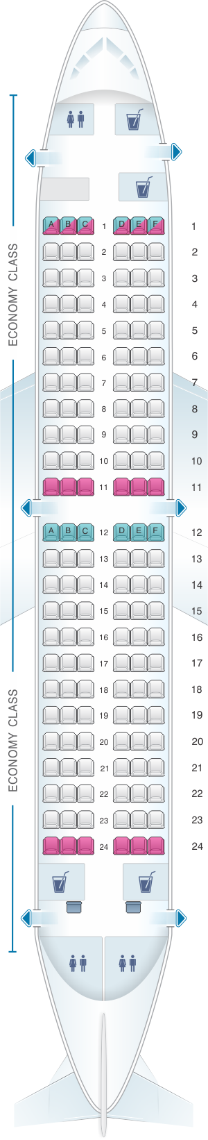 Seat map for Air Serbia Boeing B737 300