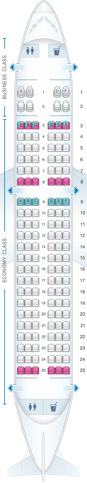 Seat map for Bulgaria Air Airbus A319