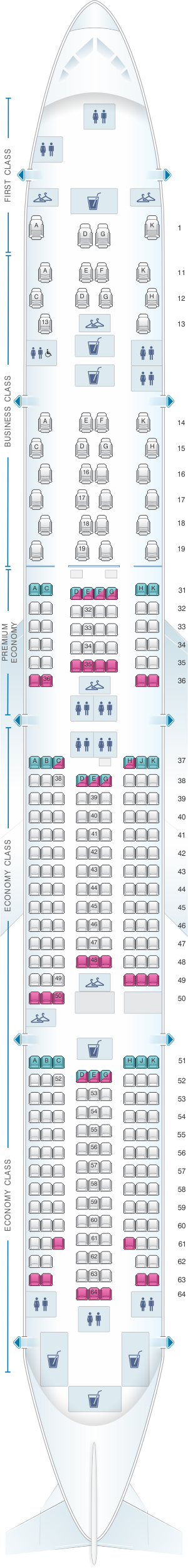 Seat map for China Southern Airlines Boeing B777 300ER