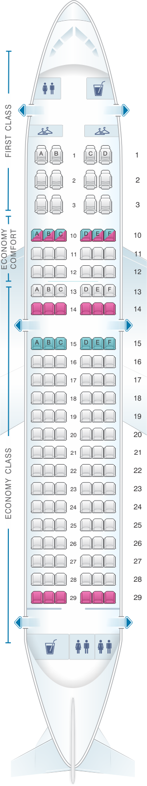 Seat Map Delta Air Lines Airbus A319 31j Seatmaestro