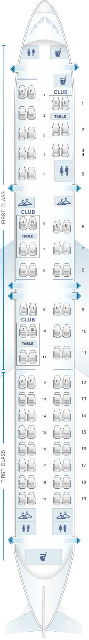 Seat map for Delta Air Lines Boeing B757 200 (75C)