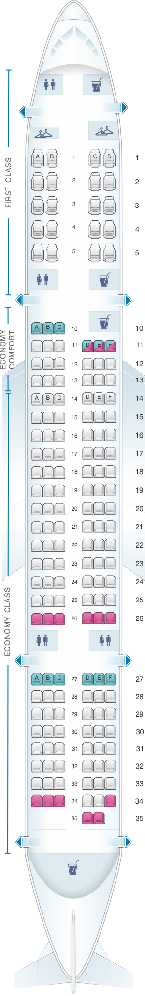 Seat map for Delta Air Lines Boeing B757 200 (75G)