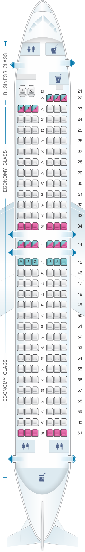 Seat map for El Al Israel Airlines Boeing B737 800 185pax
