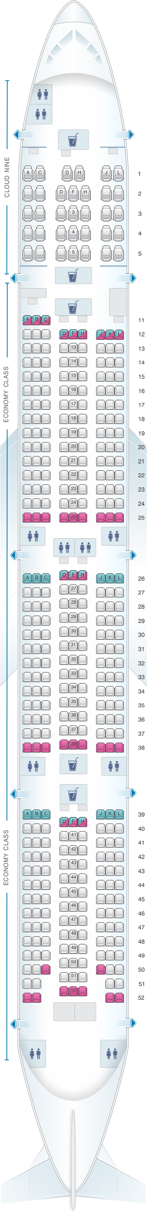 Seat map for Ethiopian Boeing B777 300ER