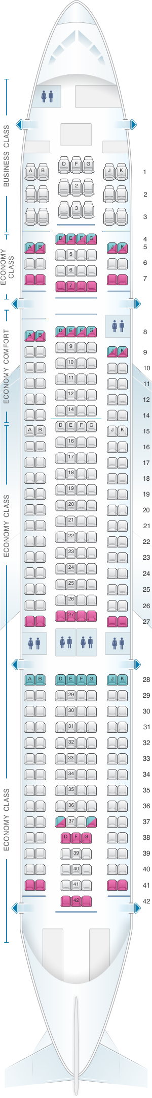 Seat map for Eurowings Airbus A330 200