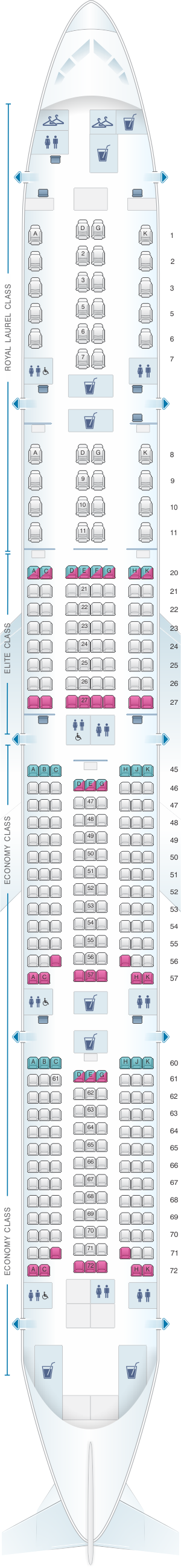 Seat map for EVA Air Boeing B777 300ER 323PAX