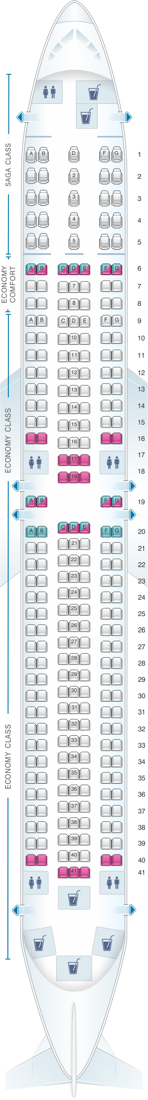 Seat map for Icelandair Boeing B767 300ER