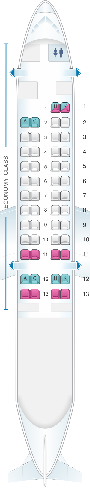 Seat map for Japan Airlines (JAL) DHC8 Q400 Q31