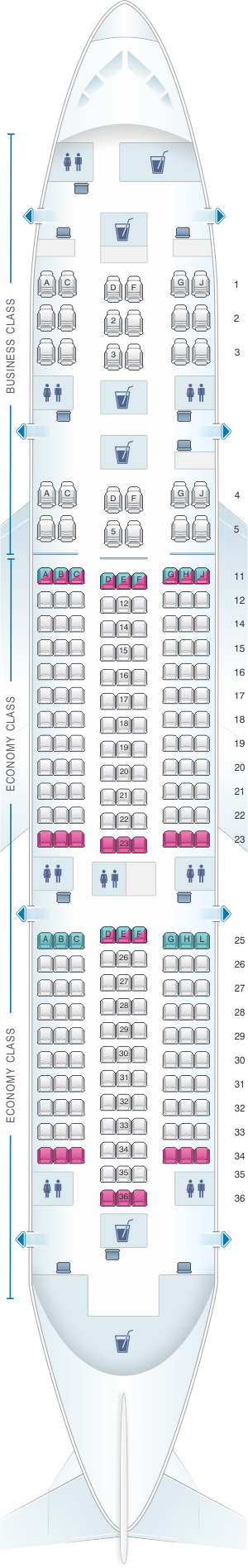 Seat map for Kenya Airways Boeing B787-8