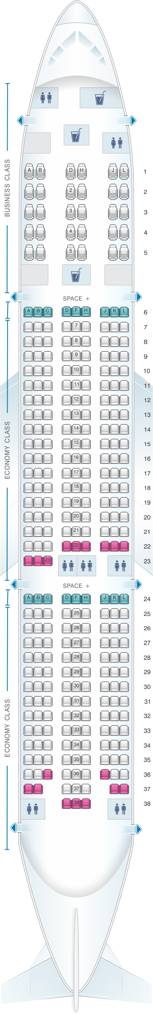 Seat map for LATAM Airlines Boeing B787-9