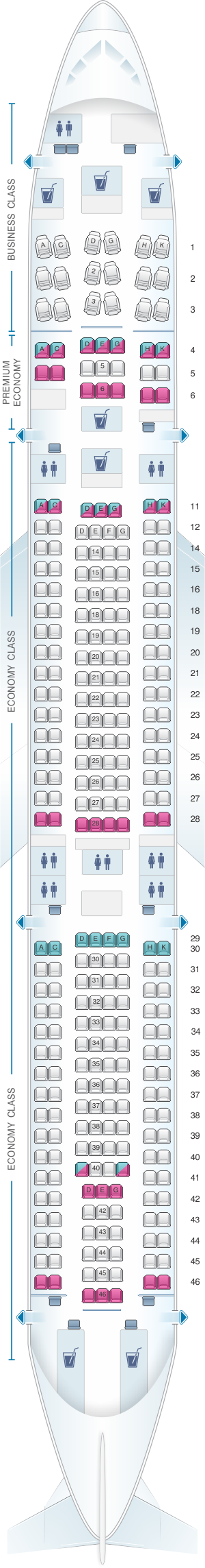 Seat map for Lufthansa Airbus A340 300 298pax