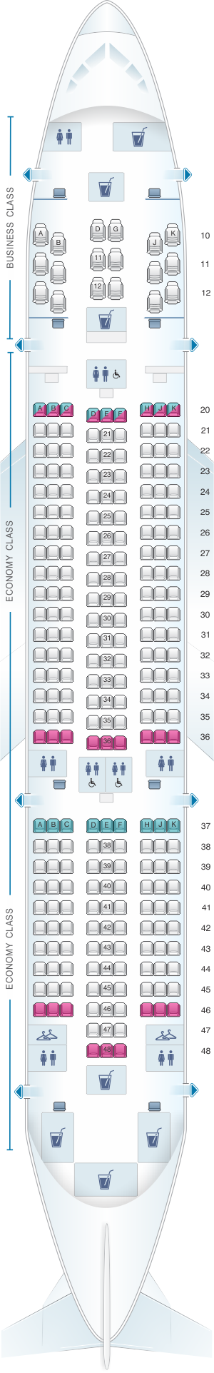 Seat map for Oman Air Boeing B787 8 V1