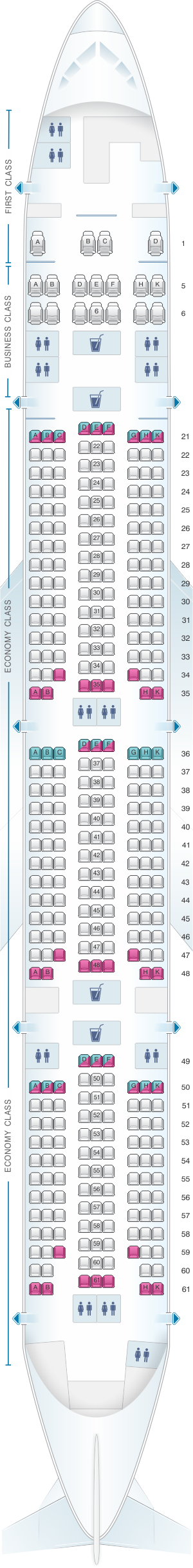 Seat map for Rossiya Airlines Boeing B777 300