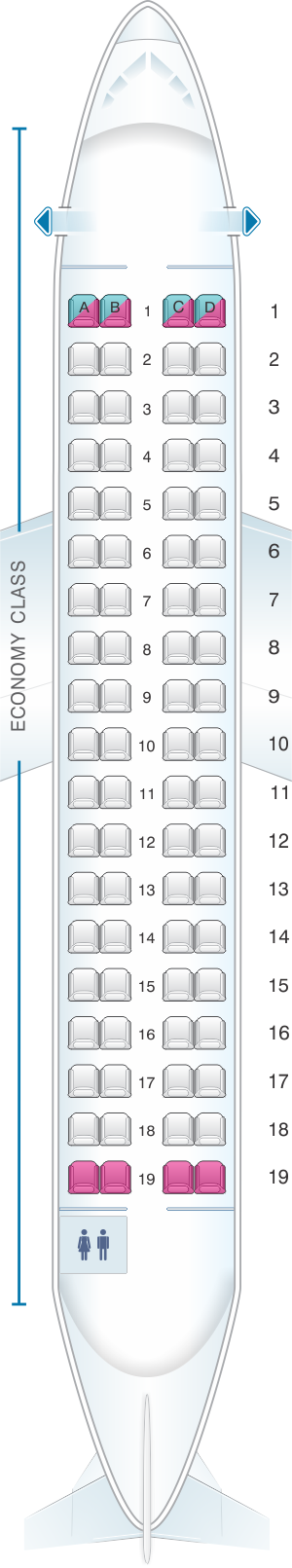 Seat map for Aer Lingus ATR 72 600