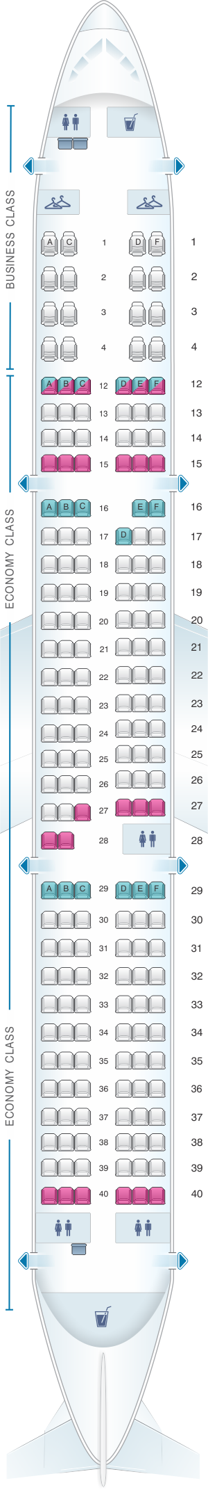 Seat map for Air Canada Airbus A321 200 Layout 2
