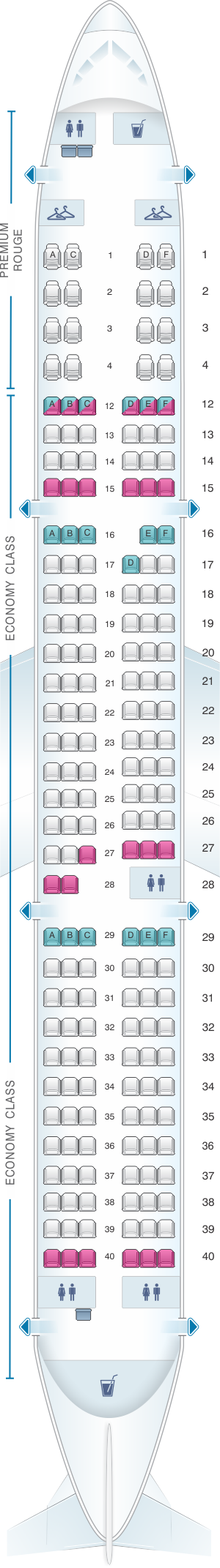 Seat Map Air Canada Airbus A321 200 Rouge | SeatMaestro