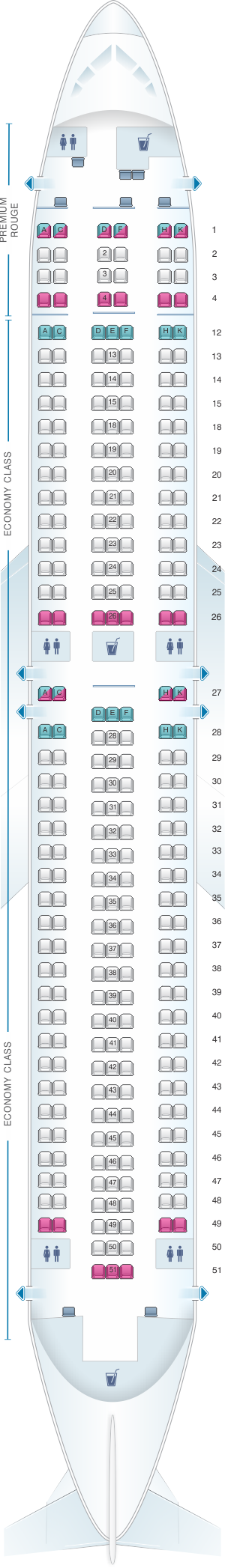 Seat Map Air Canada Boeing B767 300ER (763) Rouge ...