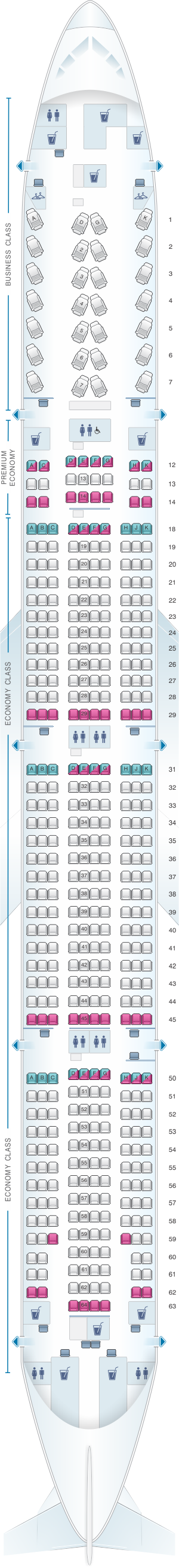 Seat map for Air Canada Boeing B777 300ER (77W) International Layout 2