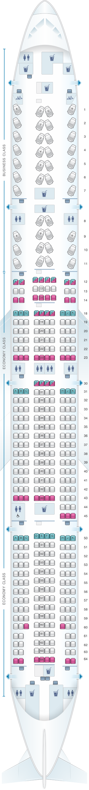 Seat map for Air Canada Boeing B777 300ER (77W) North America Layout 1