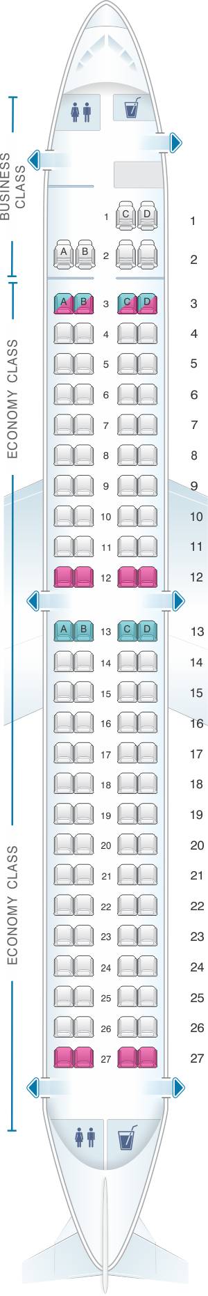 Seat map for TAP Air Portugal Embraer E190
