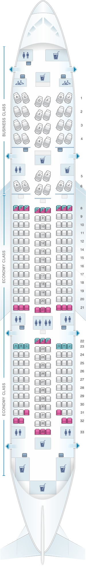 Seat map for Aeromexico Boeing B787-8