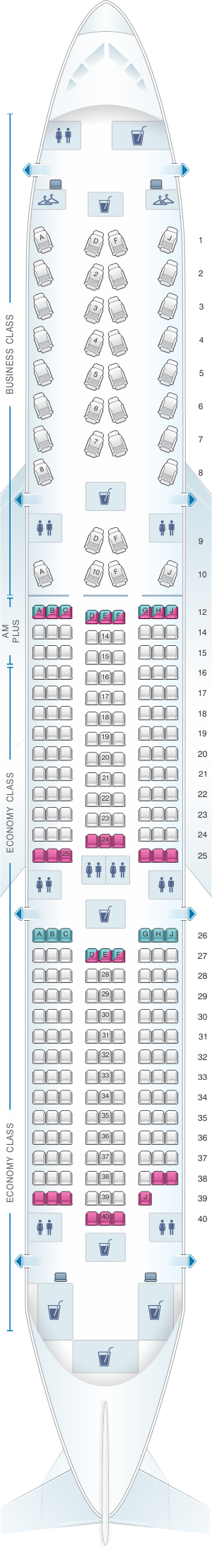 Seat Map Aeromexico Boeing B787 9 Seatmaestro