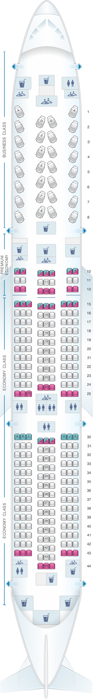 Seat map for Air France Boeing B787-9