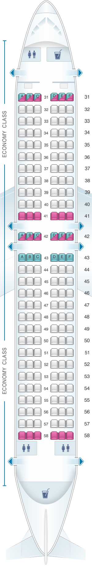 Seat map for Thai Airways International Airbus A320 200 (32S)