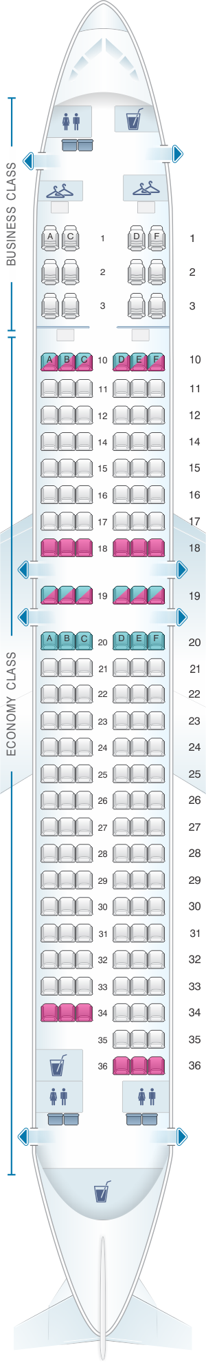 Seat map for Oman Air Boeing B737 800 V2