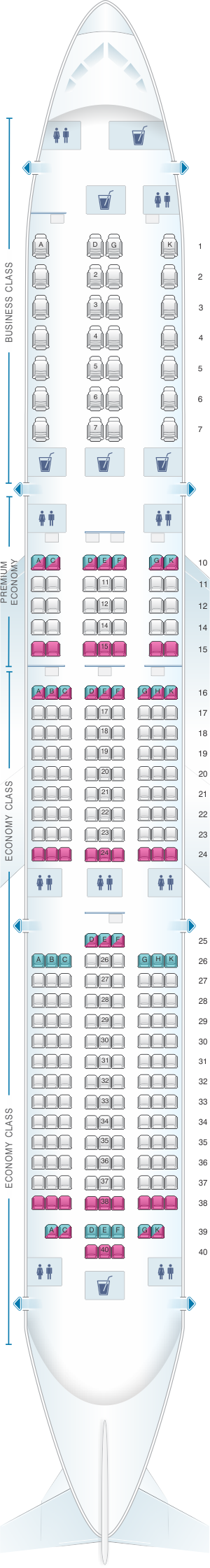 Seat map for Vietnam Airlines Boeing B787-9 V1