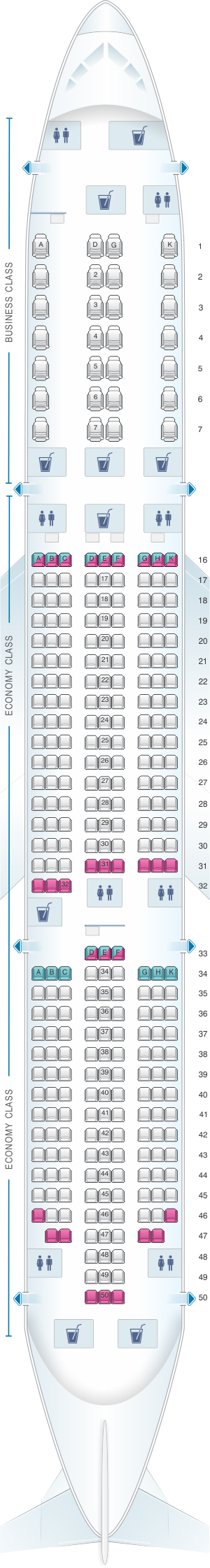 Seat map for Vietnam Airlines Boeing B787-9 V2