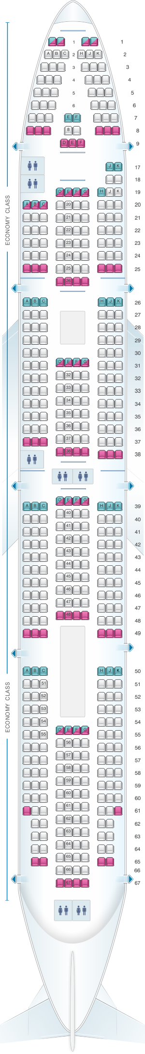 Seat map for Wamos Air Boeing B747 400