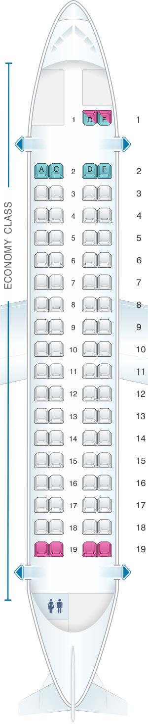 Seat map for Air Caraibes ATR 72 600