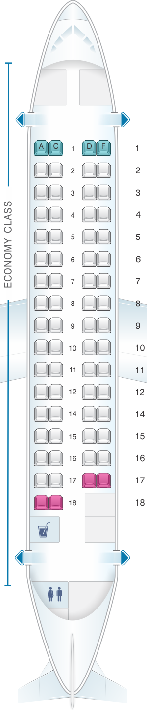 Seat map for Air France ATR 72 500 V1